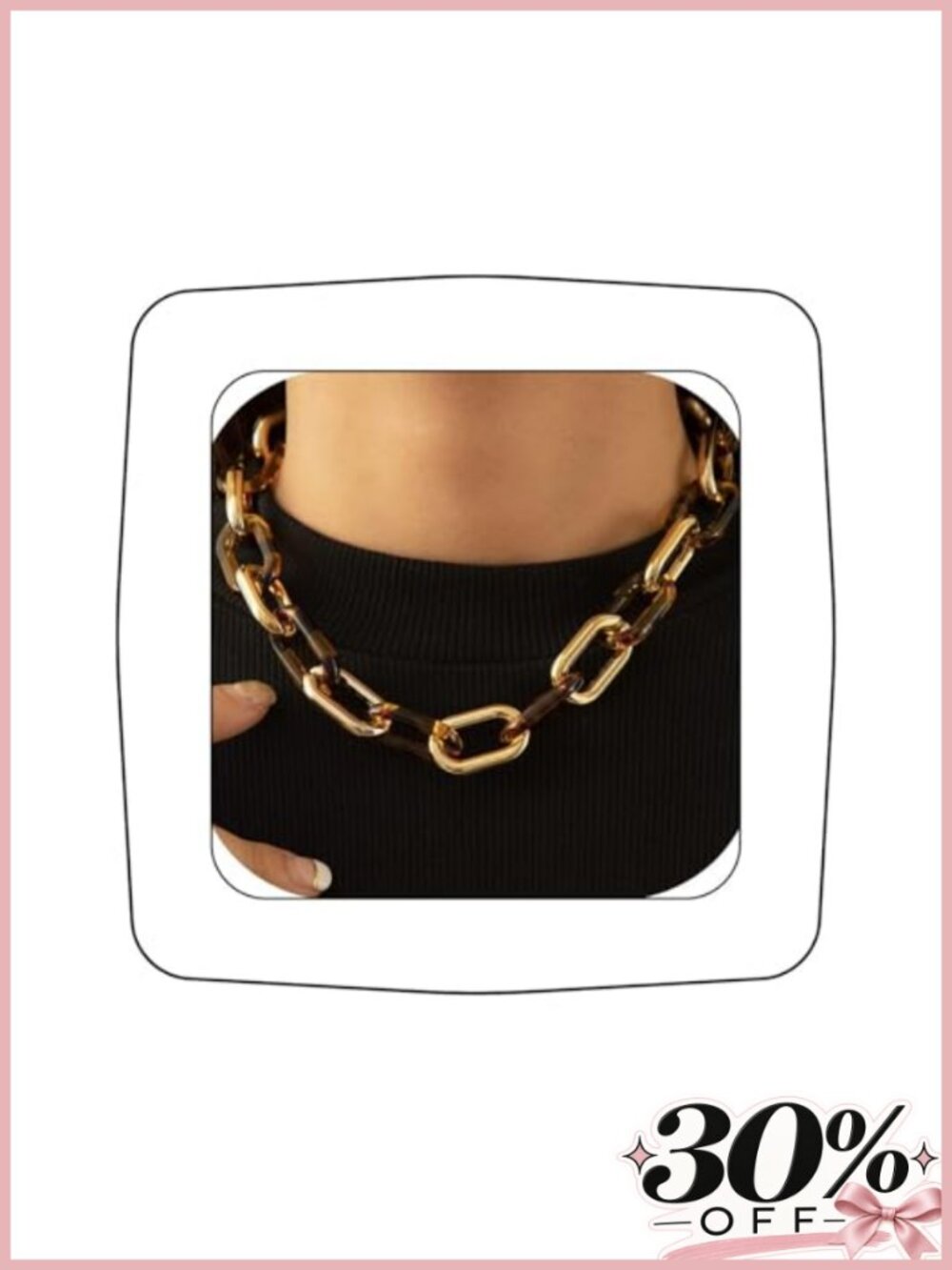 Chunky Oval Link Chain Necklace Acrylic Vintage Choker Statement Jewelry
